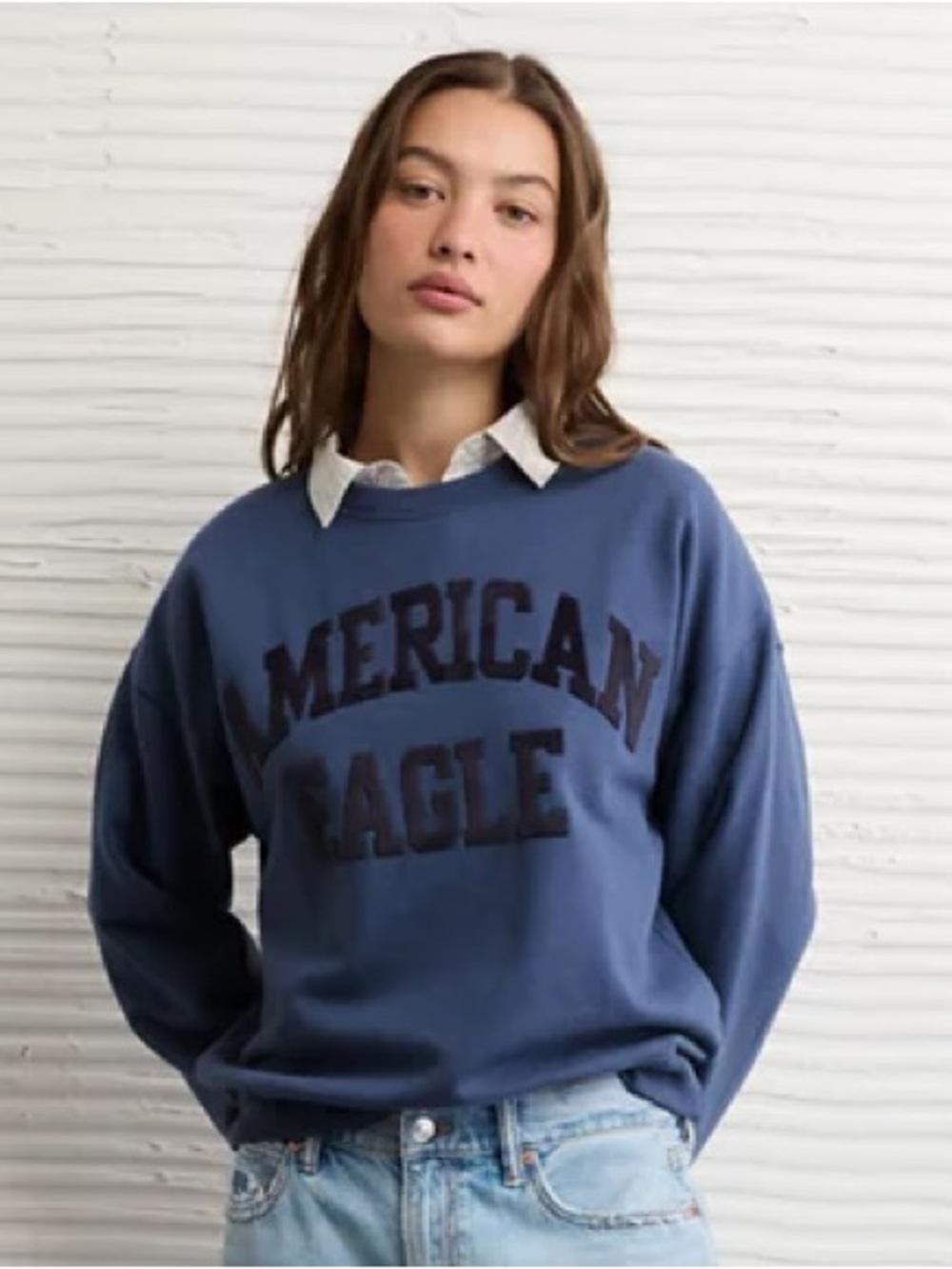 AE Graphic Crew Neck Sweatshirt - Blue